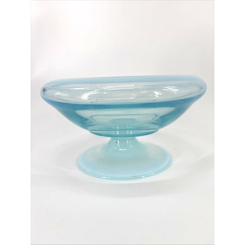 MCM Fostoria Seascape Caribee Blue Opalescent Footed Mayonnaise Bowl